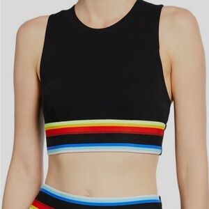 No Ka Oi Women's Black Lani Rainbow Stretch Racerback Sports Bra